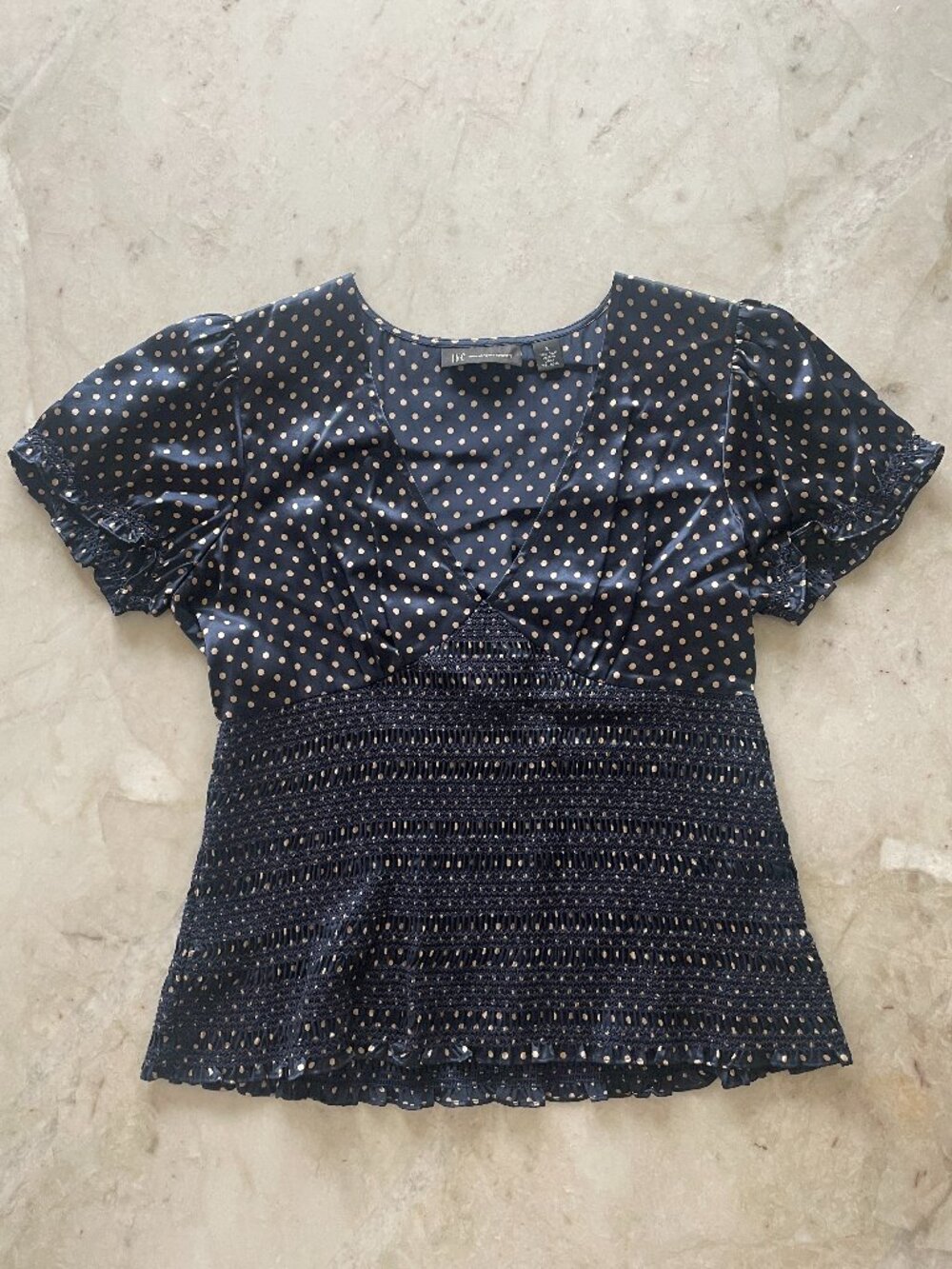 INC International Concepts Women's Navy and Tan Blouse